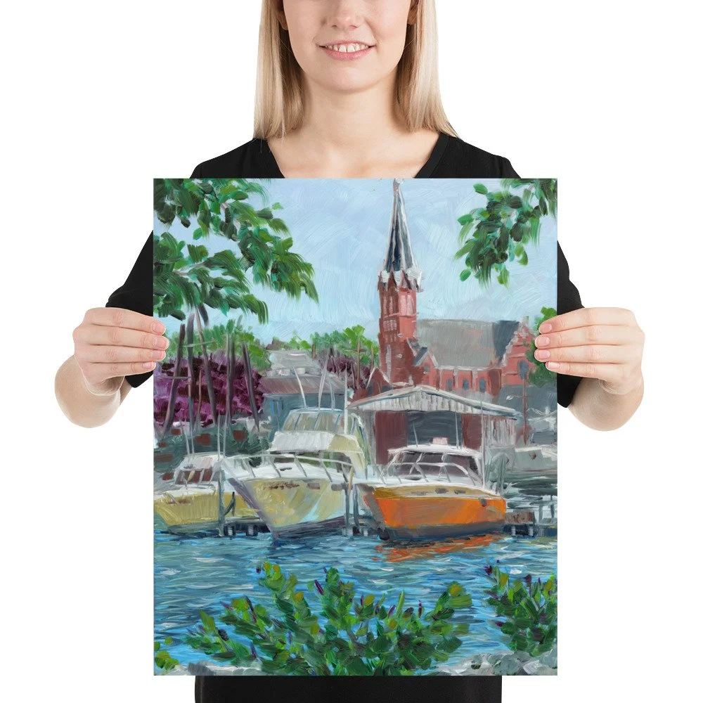 Algoma Docks Plein Air painting Poster — Art of Richard Blumenstein