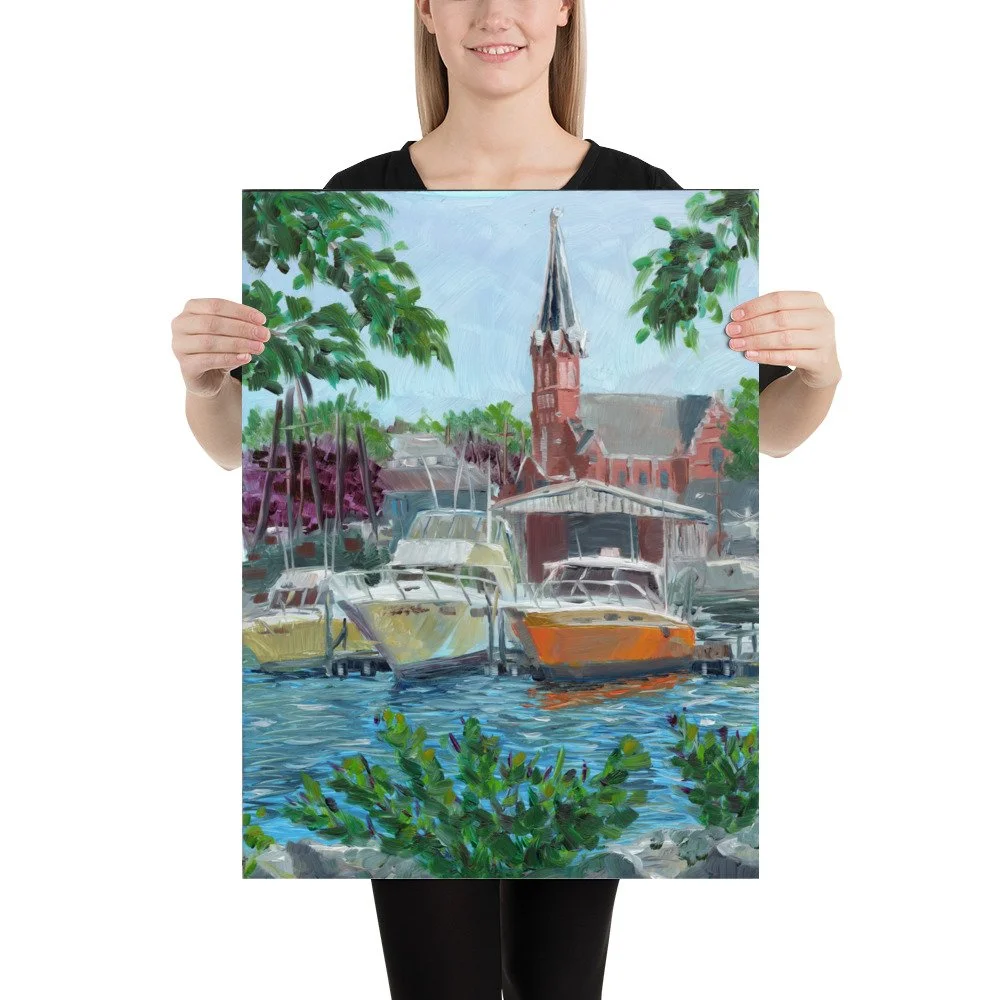 Algoma Docks Plein Air painting Poster — Art of Richard Blumenstein