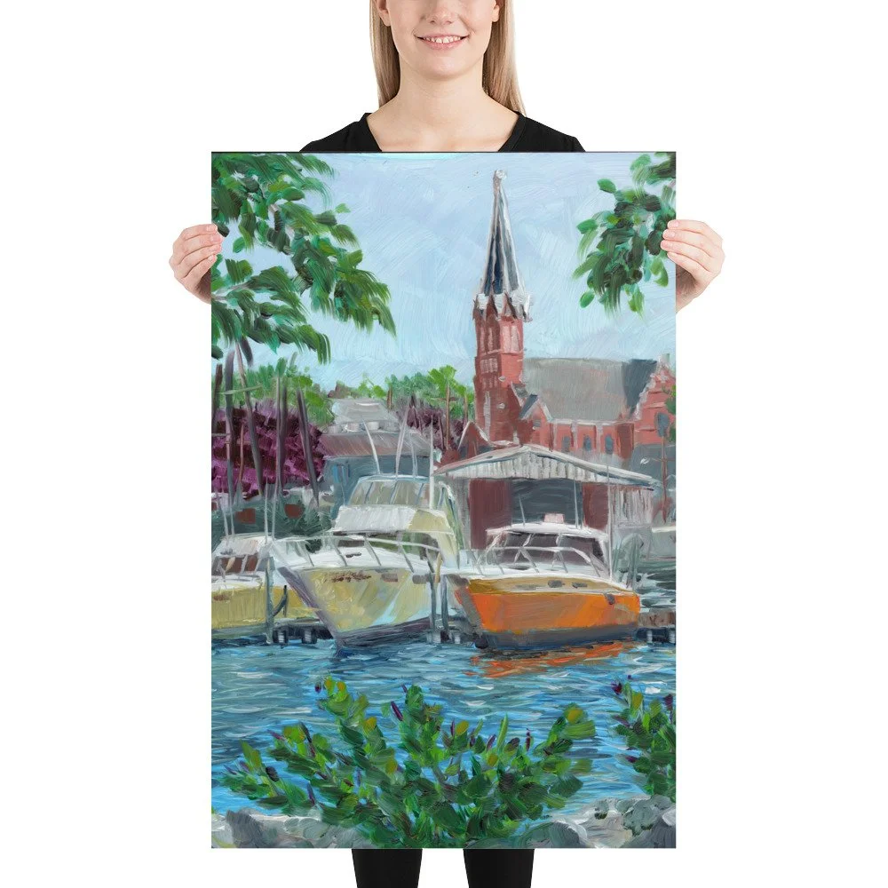Algoma Docks Plein Air painting Poster — Art of Richard Blumenstein