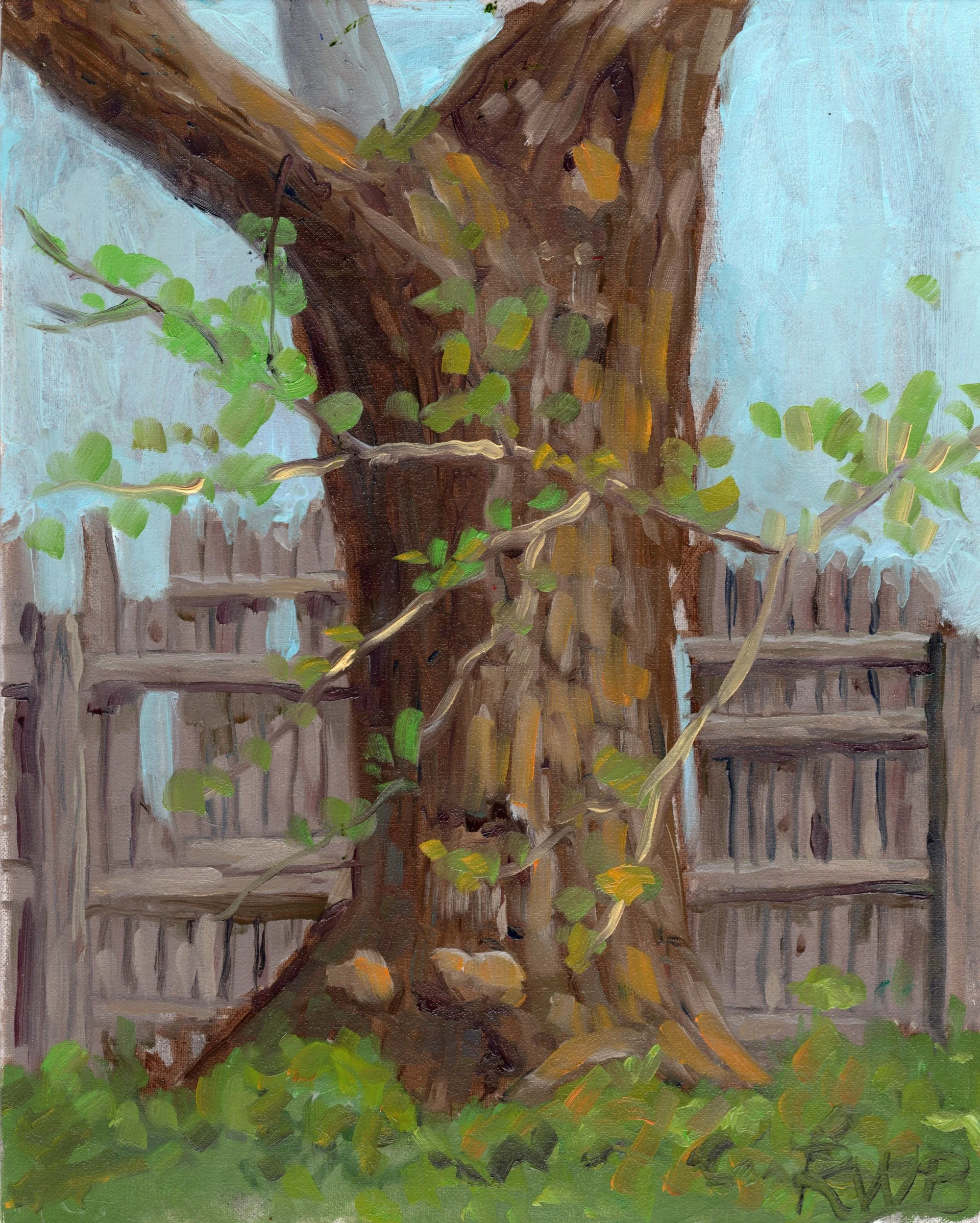 The Broken Fence – Original Oil Painting on Gessoed Panel | Rural Landscape Art | One-of-a-Kind Fine Art