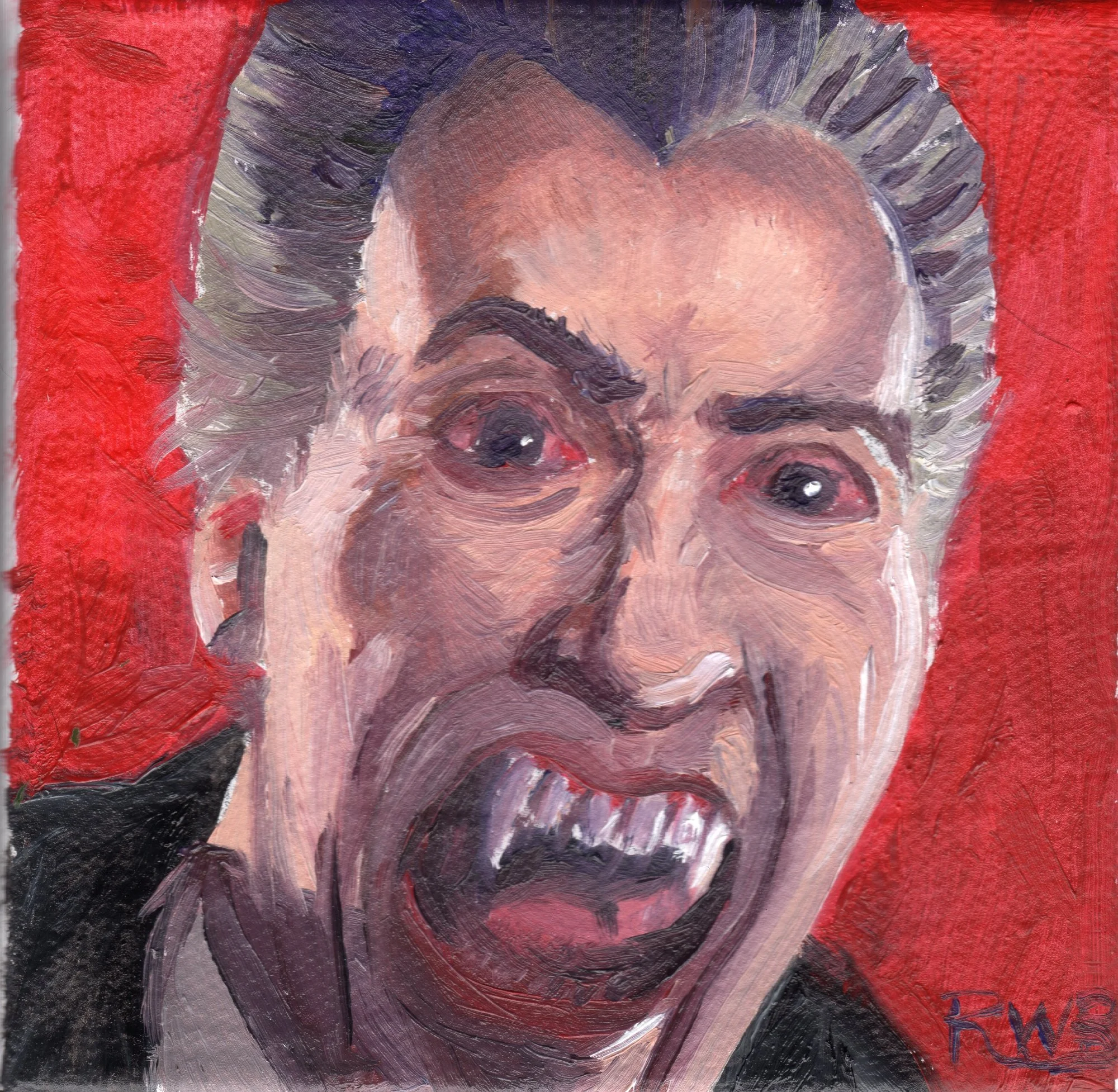 Original Christopher Lee Dracula Oil Painting – Gothic Horror Wall Art (4x4 Inch)