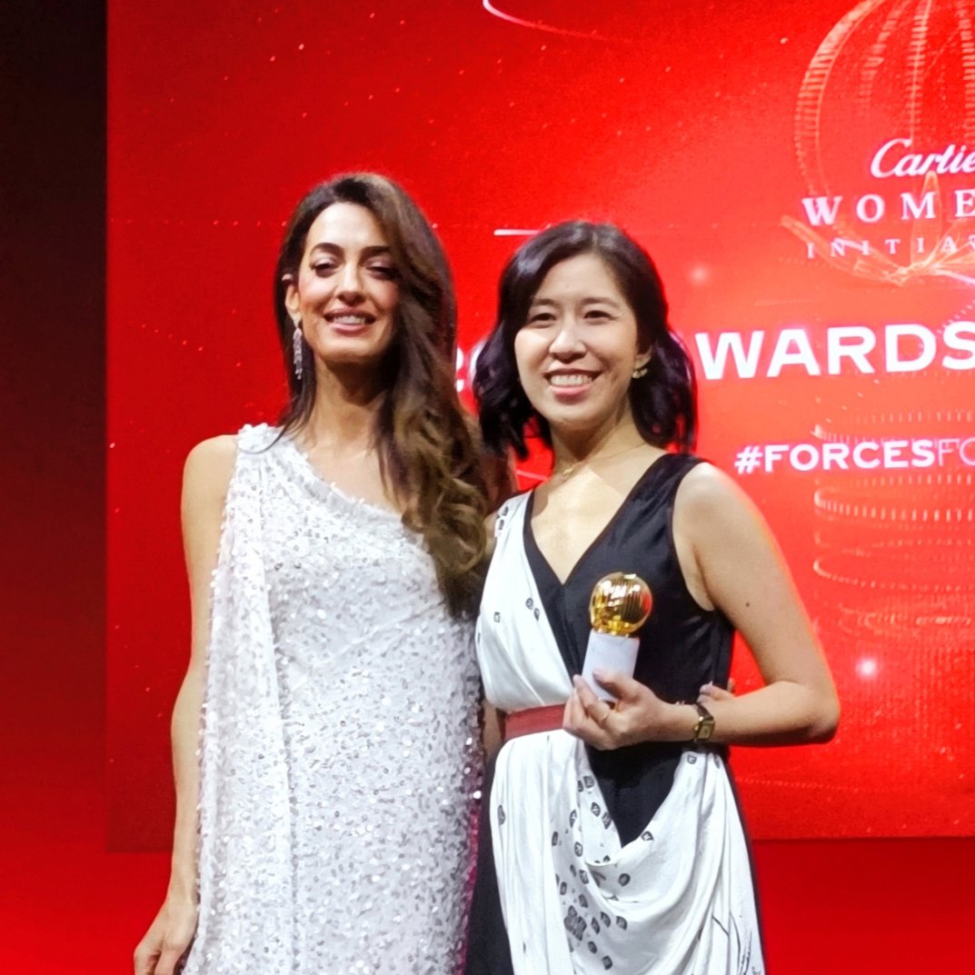 Denica Riadini-Flesch and Amal Clooney at the Cartier Women Enterpreneurship Award Ceremony in Paris