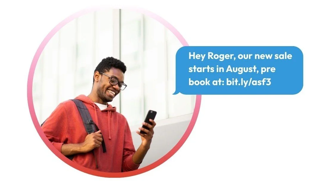 Customer reading a promotional SMS message and responding positively