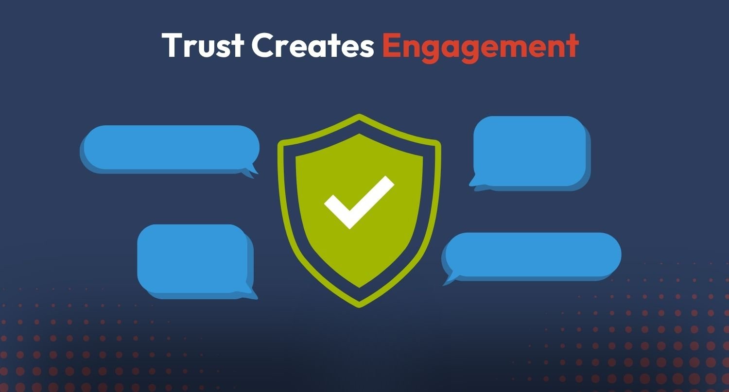 Image showing how consumers that trust a business will engage with it more - especially on whatsapp since it shows the business is verified