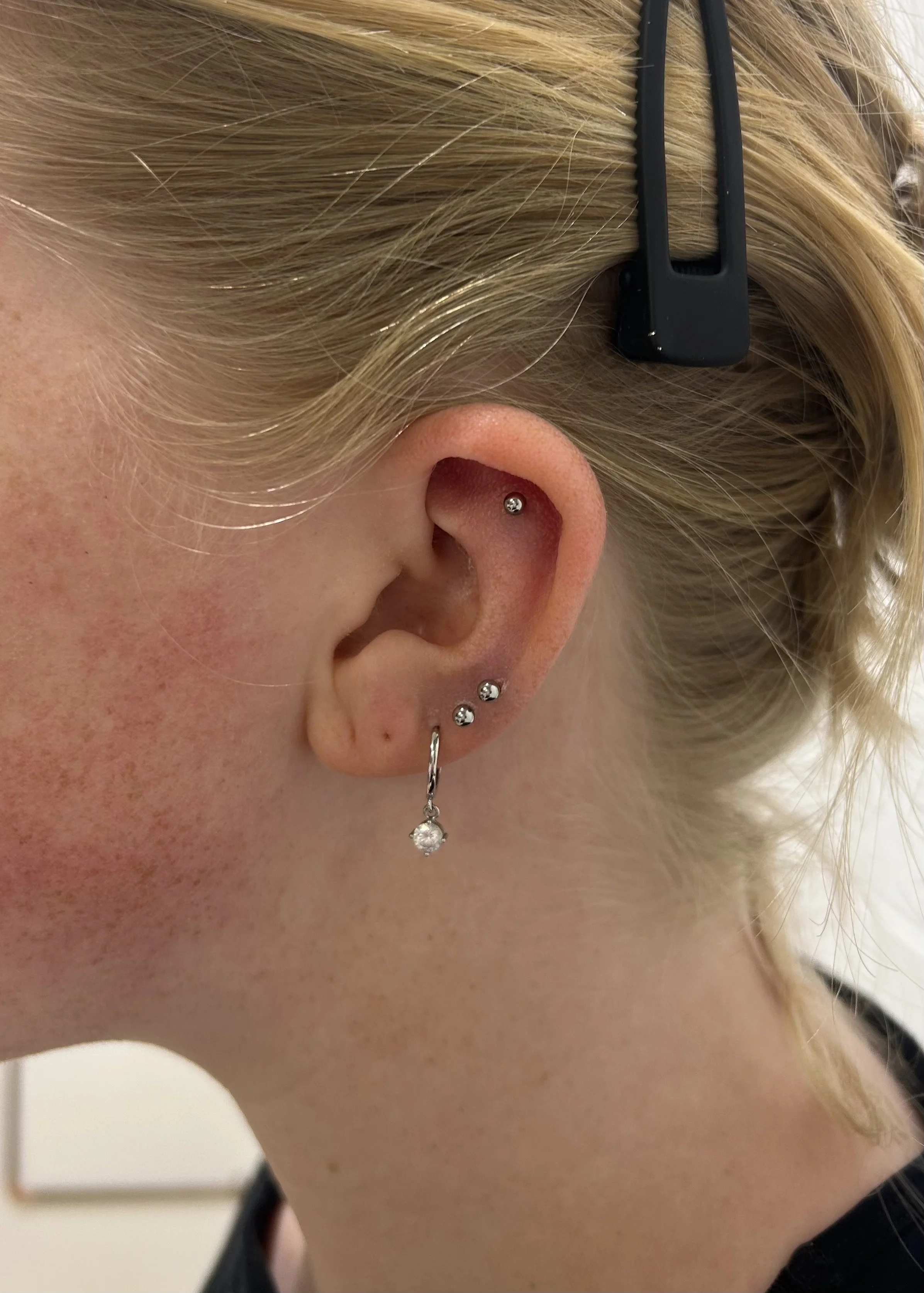 Ear piercing by Chantelle from Laser Luxe and Body Piercing in San Remo, on the Bass Coast