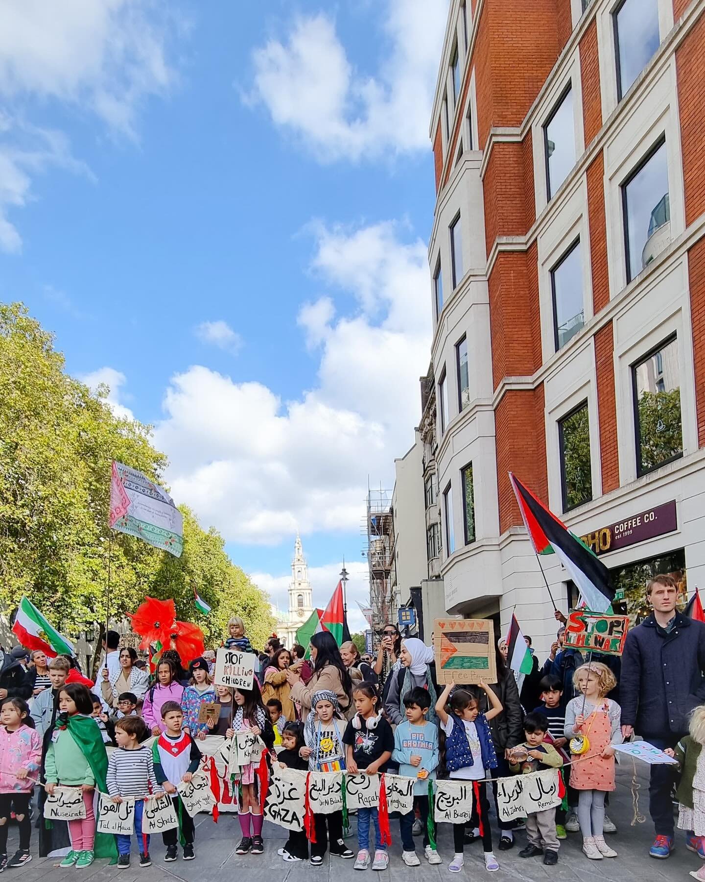 Today hundreds gathered at the family and accessible bloc to mourn and march together as we mark a year of genocide. As a second winter approaches, our community and collective action is more important than ever. Our message to you is to keep buildin