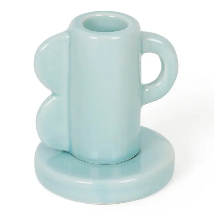 VINTAGE BLUE CERAMIC CANDLE HOLDER