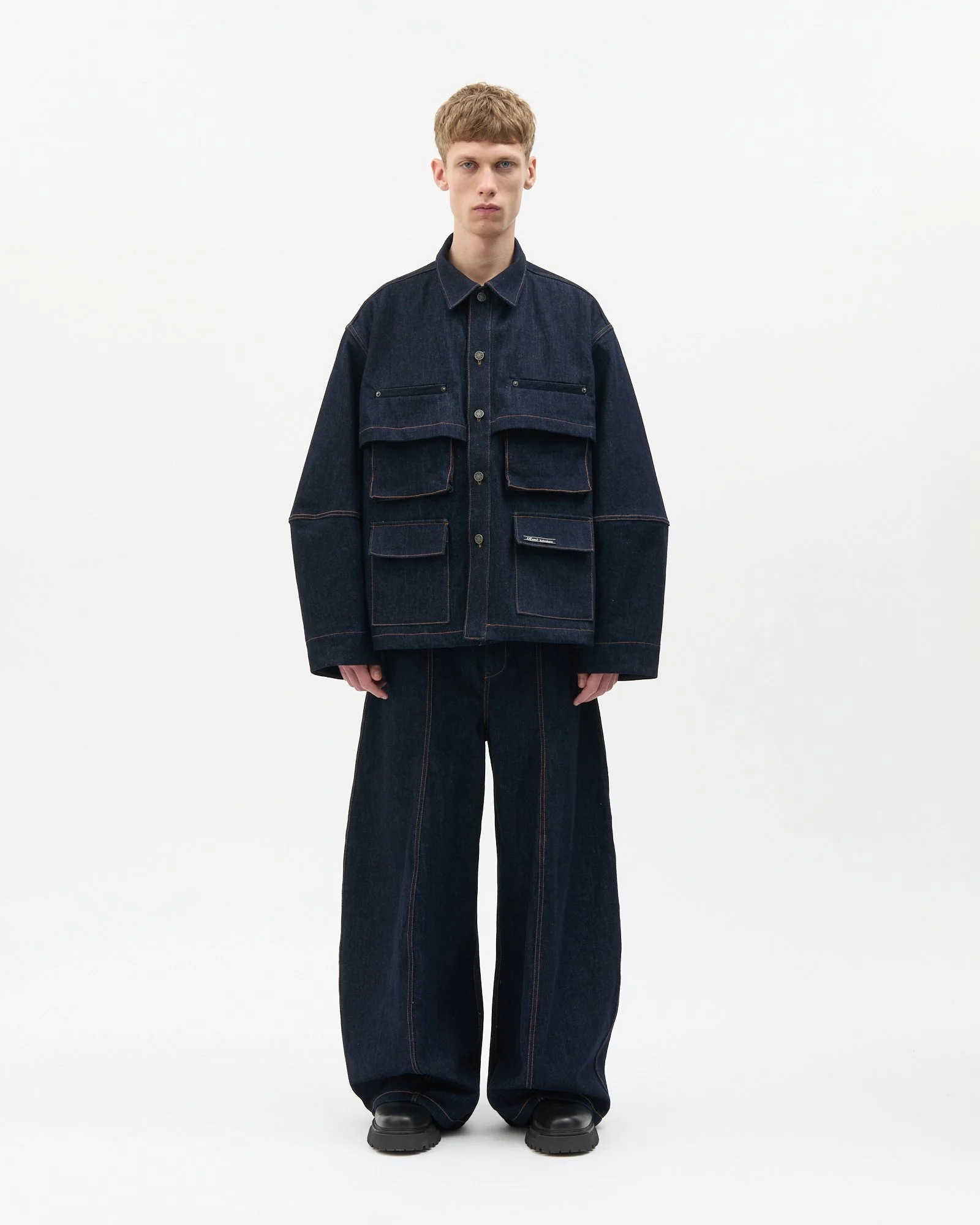 WASHED DENIM CARGO JACKET - Renè