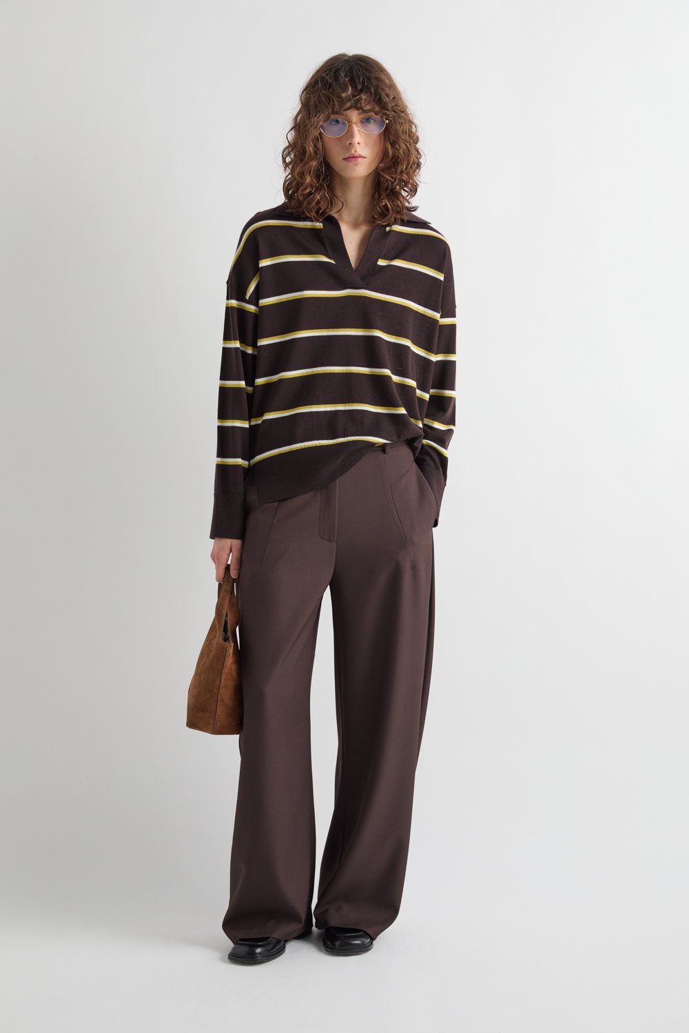 TAILORED PANTS WITH STITCHED FRONT PLEAT -  Meimeij