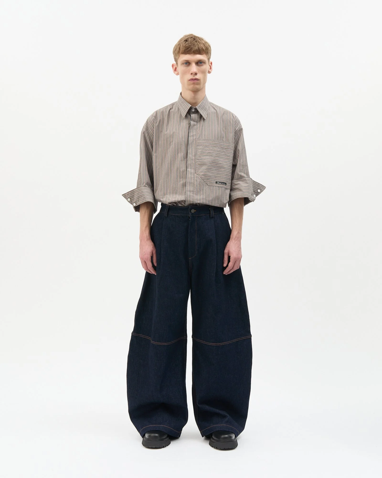 WASHED DENIM CURVED PANTS - Renè