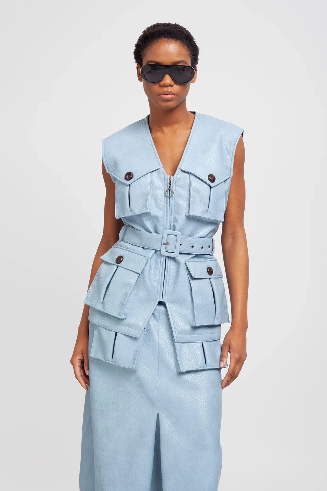 OVERSIZED FAUX LEATHER VEST - Weili Zheng