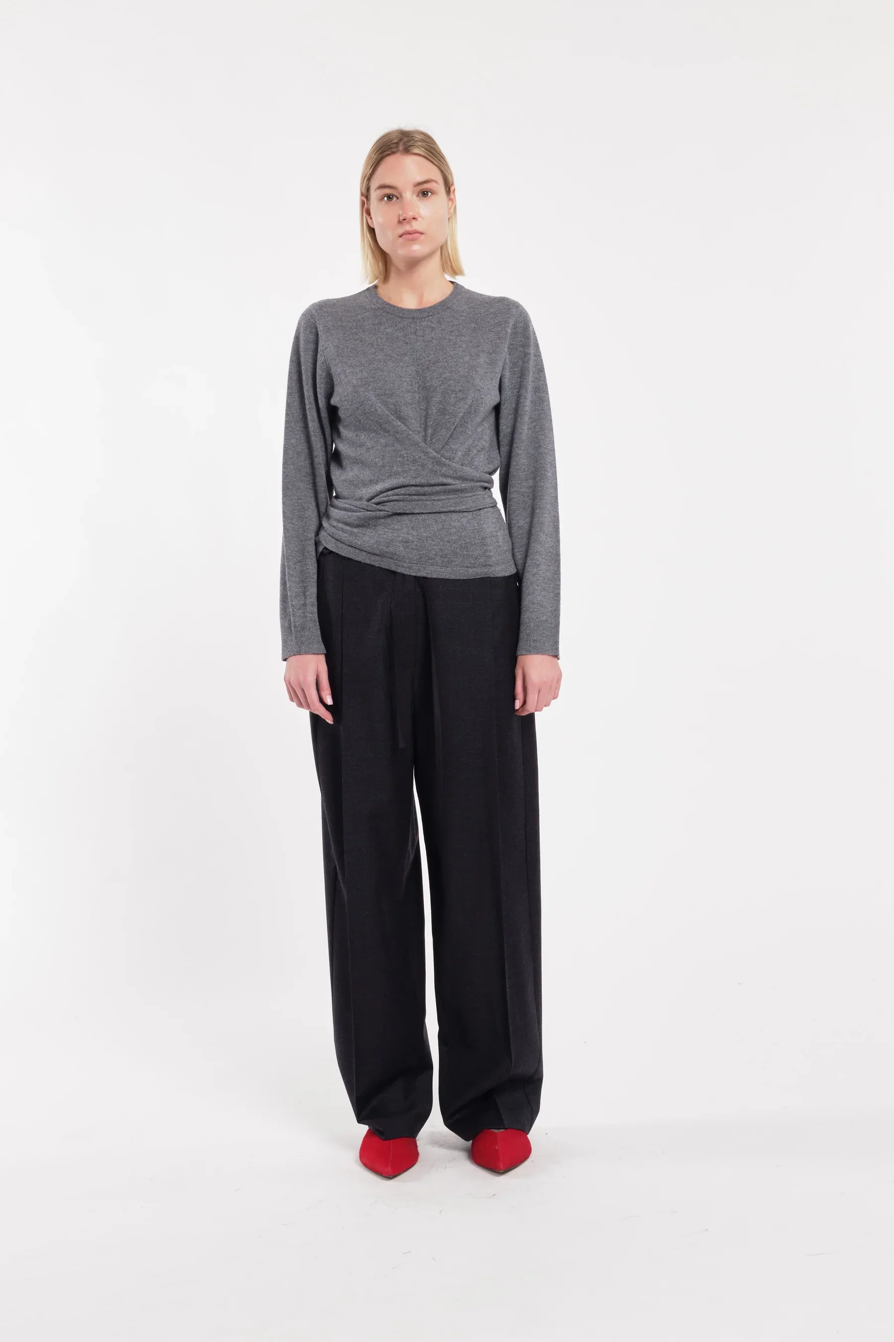 FINLEY WRAP-WAIST MERINO WOOL SWEATER – Tela