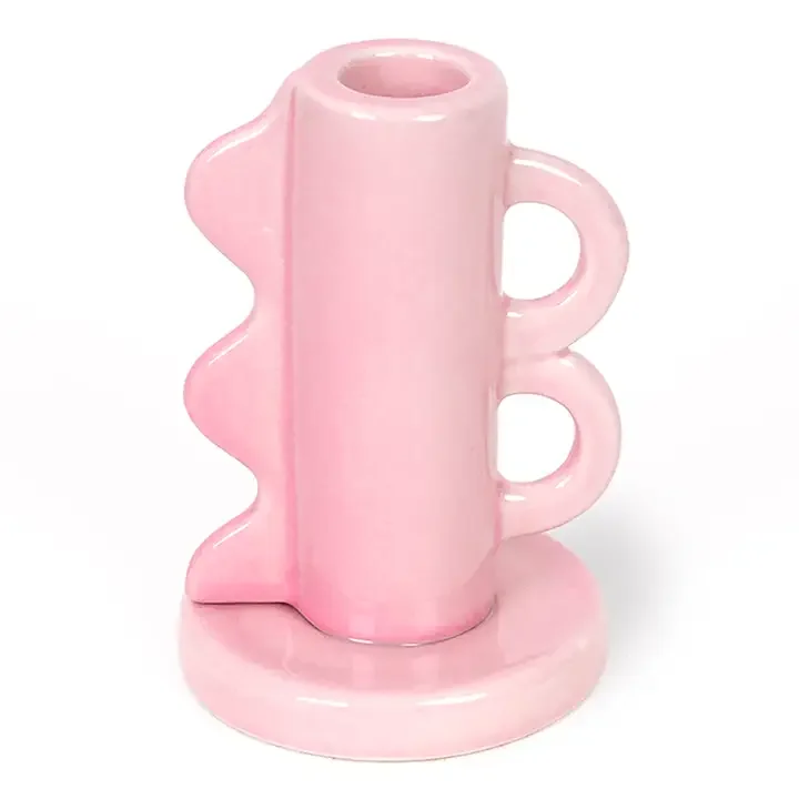VINTAGE PINK CERAMIC CANDLE HOLDER