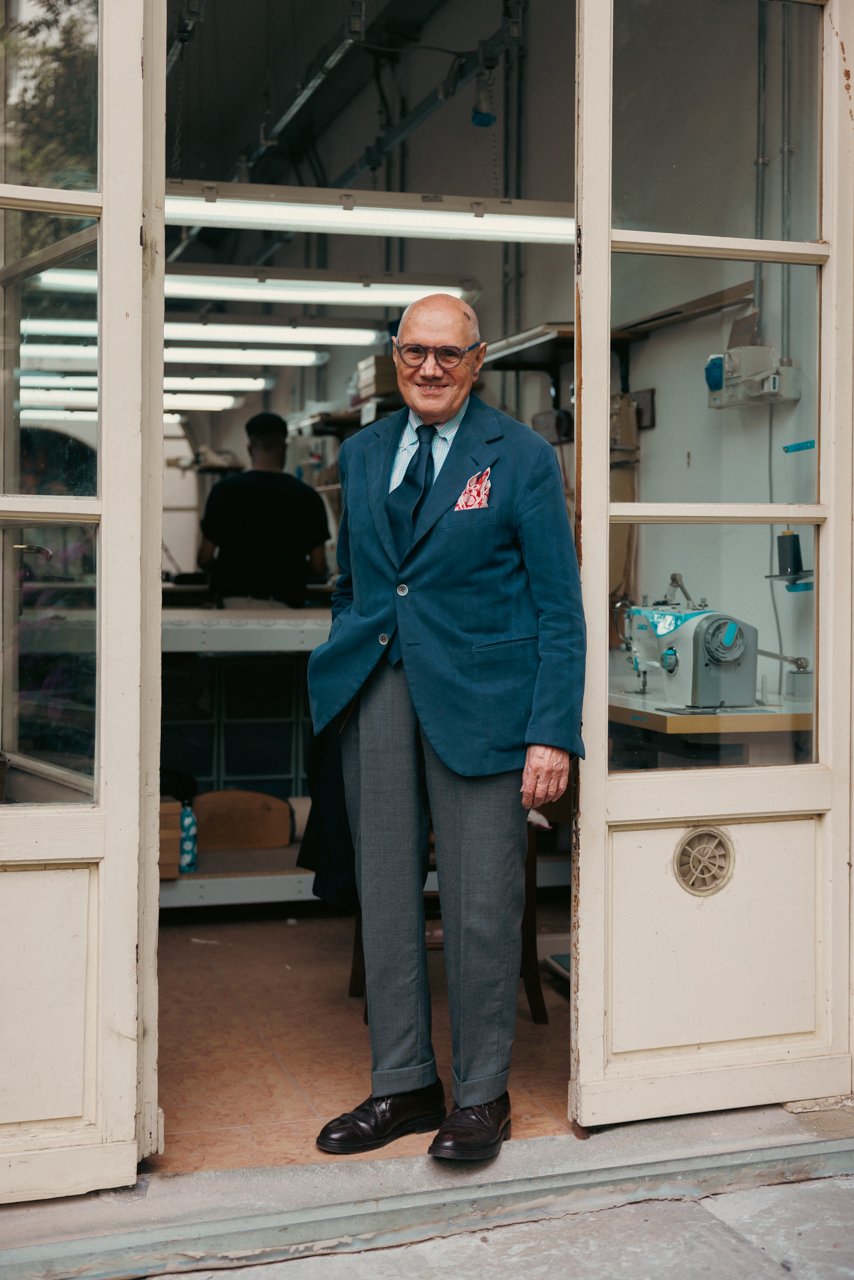 Antonio Liverano standing proudly in the doorway of his Florentine atelier.