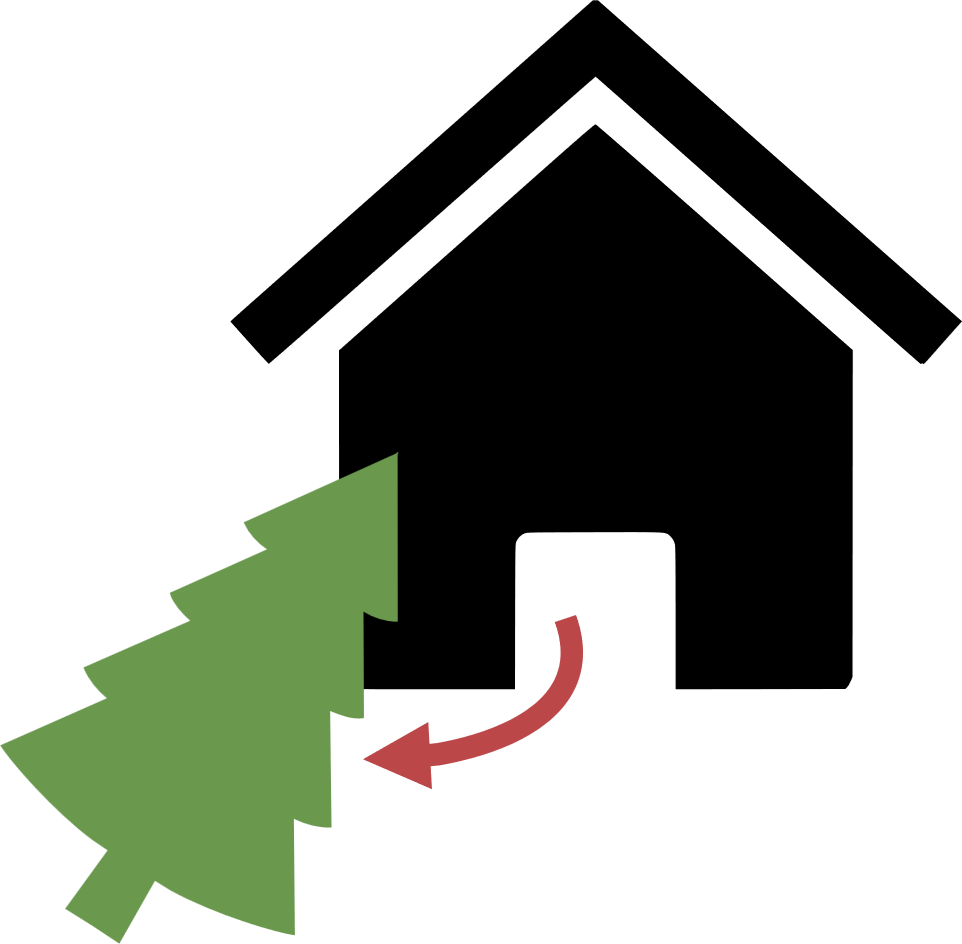 Den Christbaum an die Straße stellen.