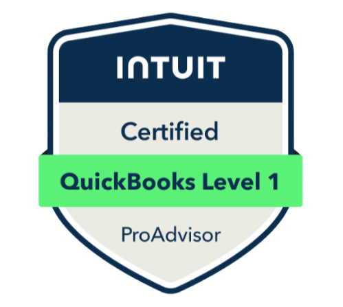 Intuit Certified QuickBooks ProAdvisor Level 1 badge