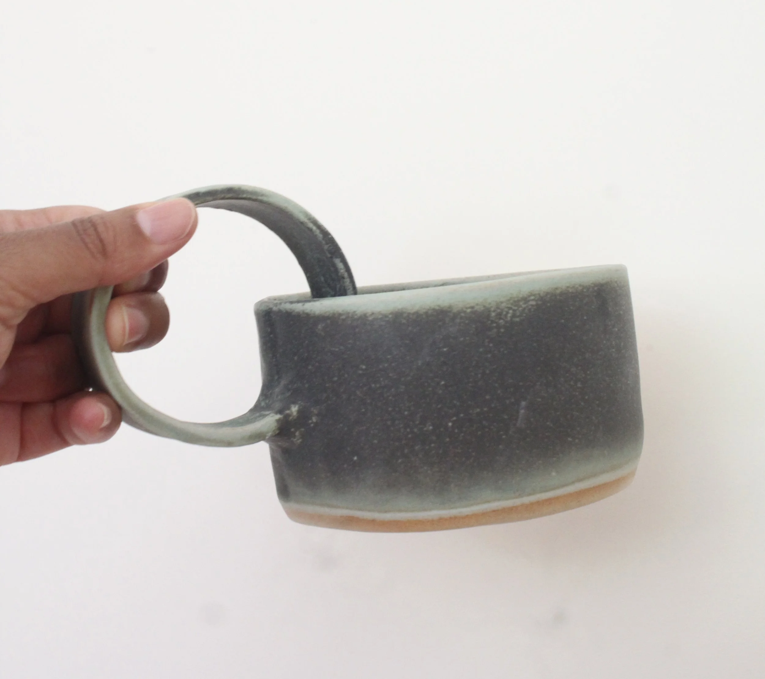 Hand-Built Large Green Mug - Caution Fragile Ceramics