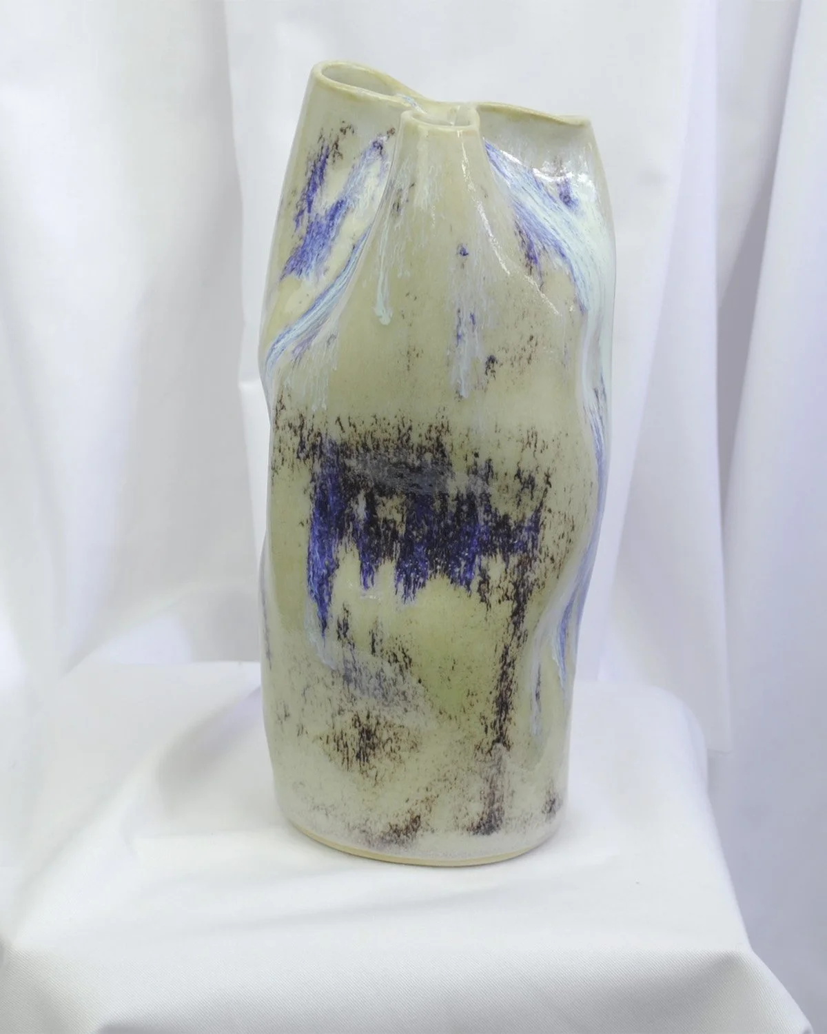 Hand-Built Large Whiteish-Blue Vase - Caution Fragile Ceramics