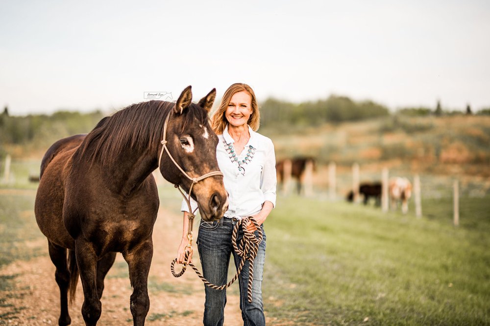 Beautiful woman and horse in Calgary Alberta