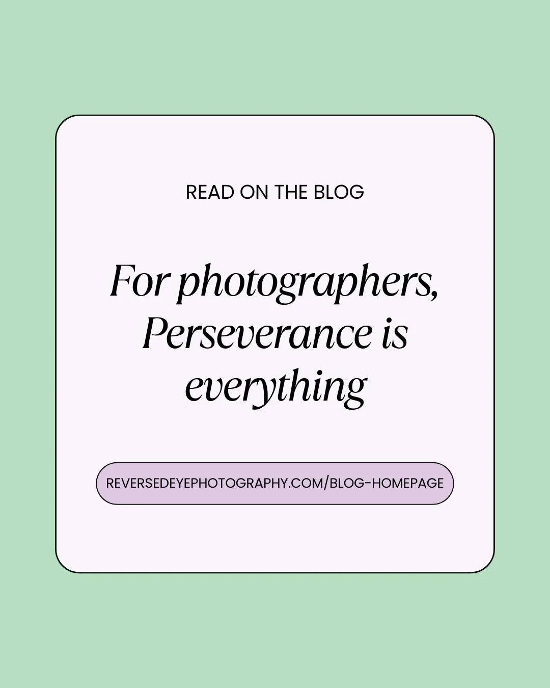 For Photographers : Perseverance is everything