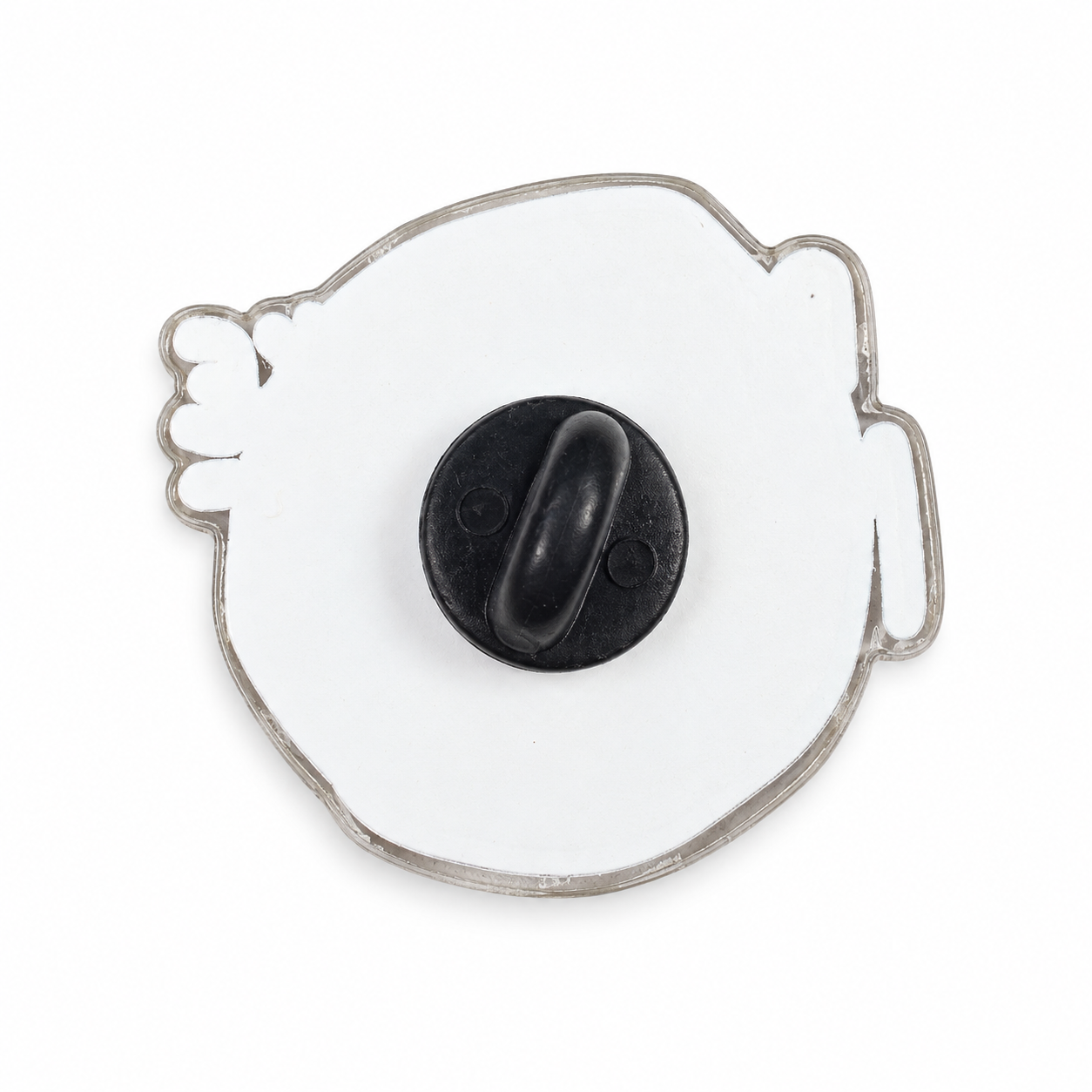 Custom acrylic pin back with black clutch.png