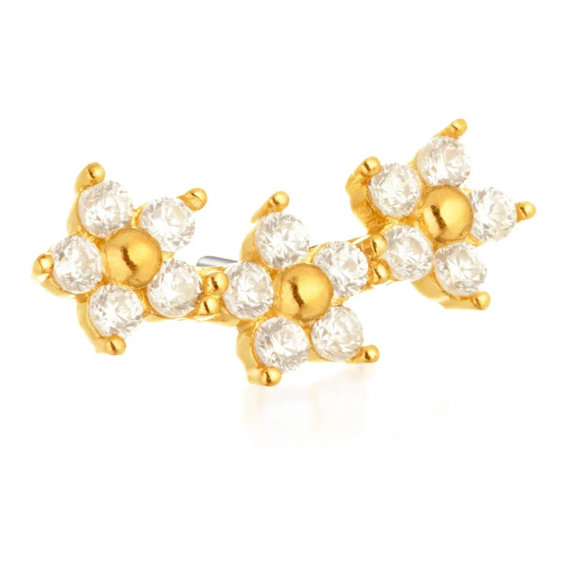 TRIPLE FLOWER CRESCENT - YELLOW GOLD