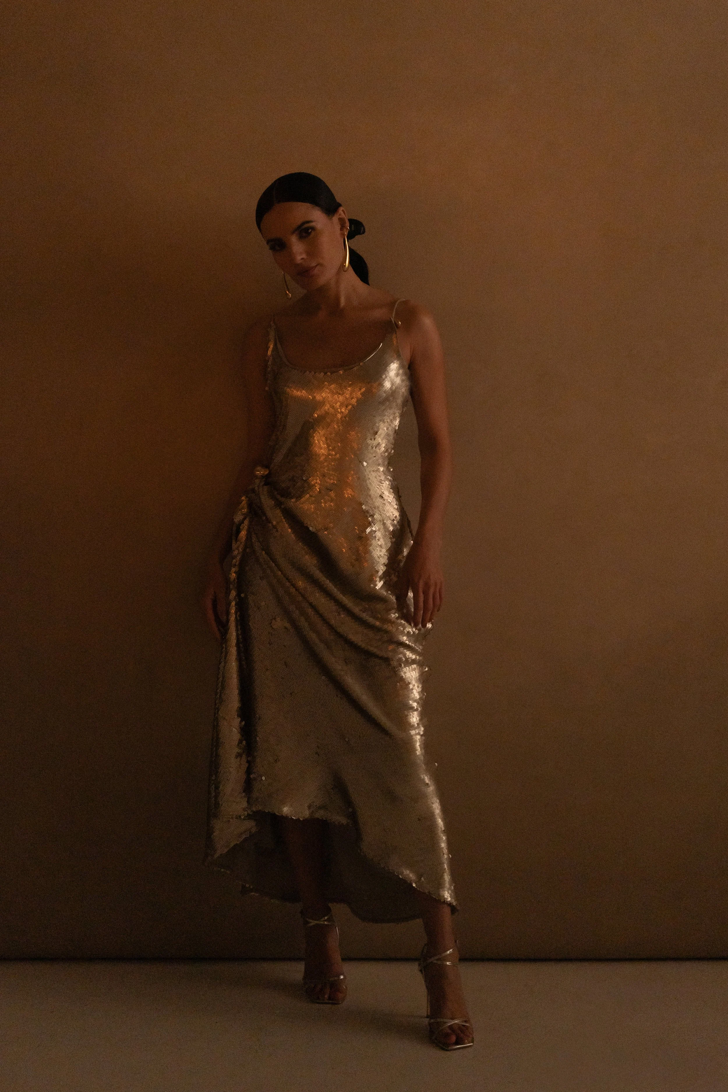 Calla lilly inspired sculpted couture gown with floor length fringe by Seattle designer Angeline Brunk for modern cool edgy chic sophisticated women looking for elevated designer fashion for their weddings and special events