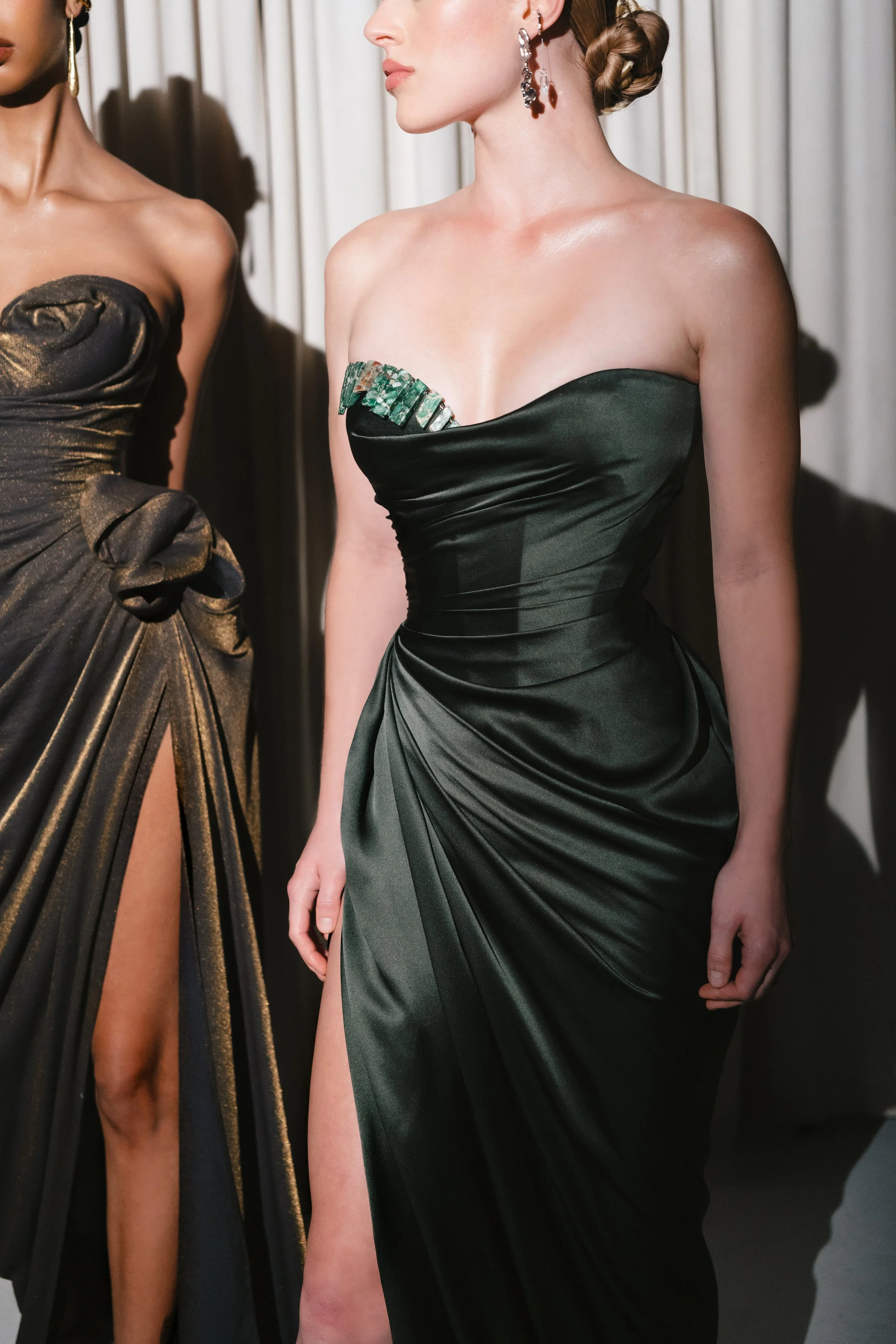Sculptural model wedding dresses and separates by Angeline Brunk available to rent from her Queen Anne Studio photo by Logan Westom
