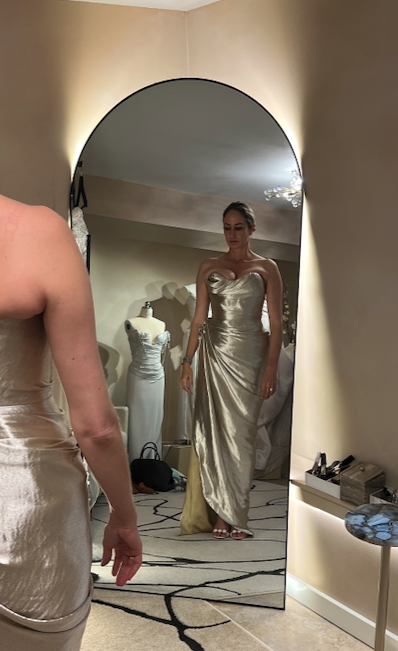 Shop custom, elevated evening wear and bridal dresses with couture designer Angeline Brunk at The White Door Bridal from May 12th.