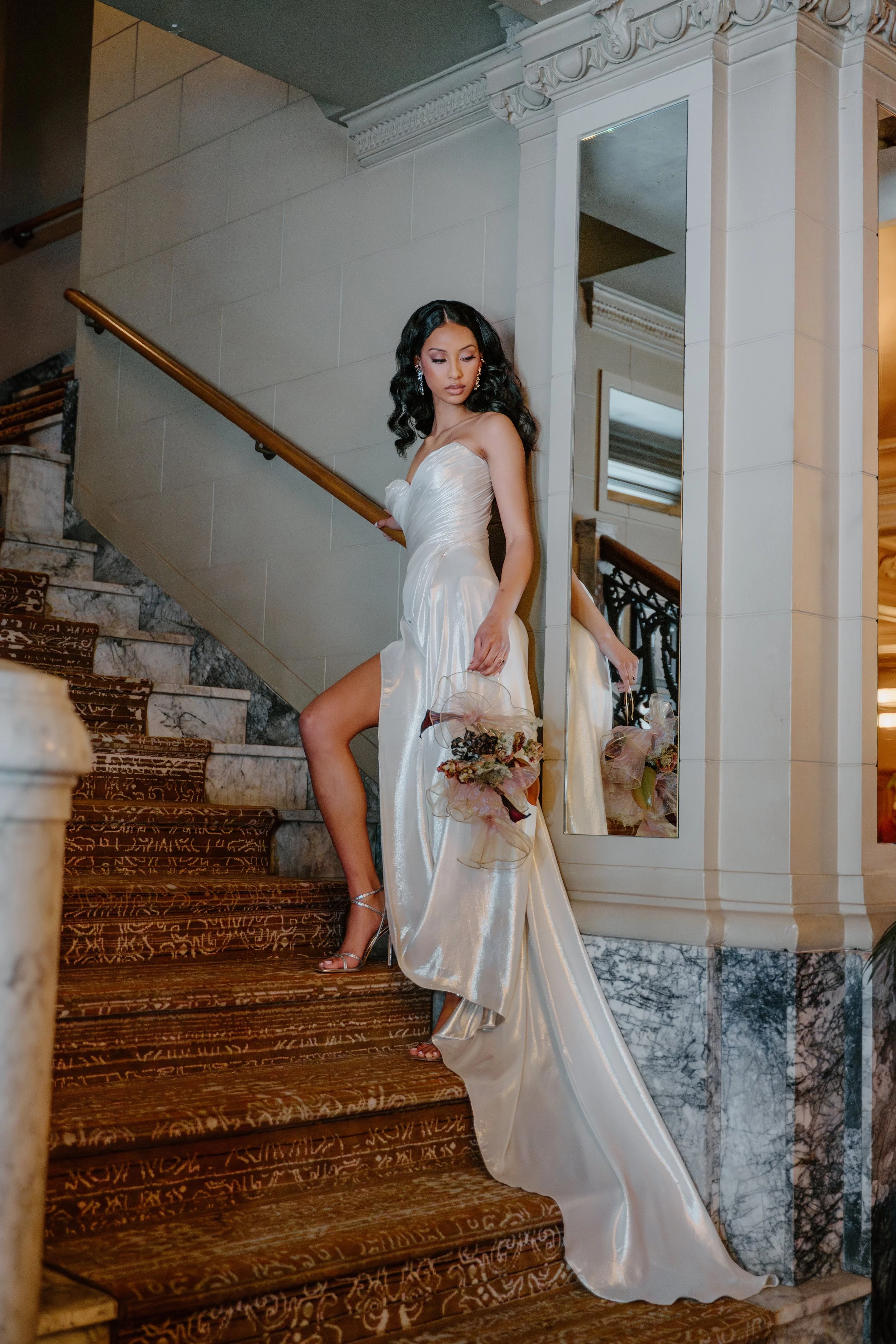 Sculptural model wedding dresses and separates by Angeline Brunk available to rent from her Queen Anne Studio photo by Logan Westom