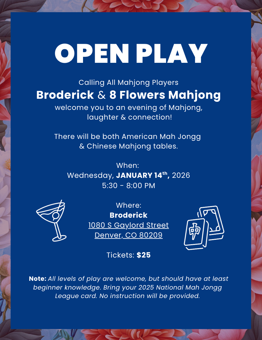 Open Play Mahjong - Hosted by 8 Flowers