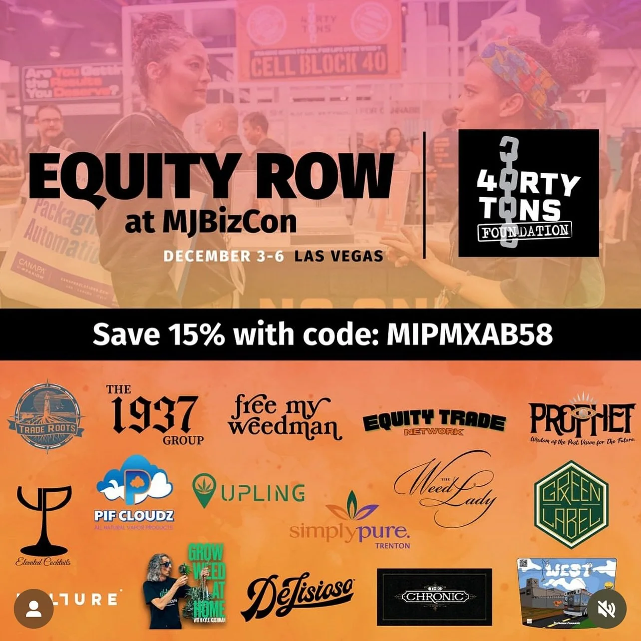 I&rsquo;m proud to be a part of this exciting action on @mjbizdaily exhibitor floor to fight alongside @40tonsbrand &amp; Foundation for awareness around the injustices that those who are still incarcerated for nonviolent cannabis crimes are facing. 