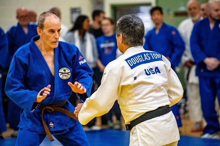 Bart Axelrod (blue) representing Celtic Judoka at the NYC Veterans Open in Queens, New York.

Bart Axelrod (3-2) was the star of the show, throwing the great Doug Tono (2025 Paris World Veterans Bronze) for ippon. Doug got the gold medal, winning the