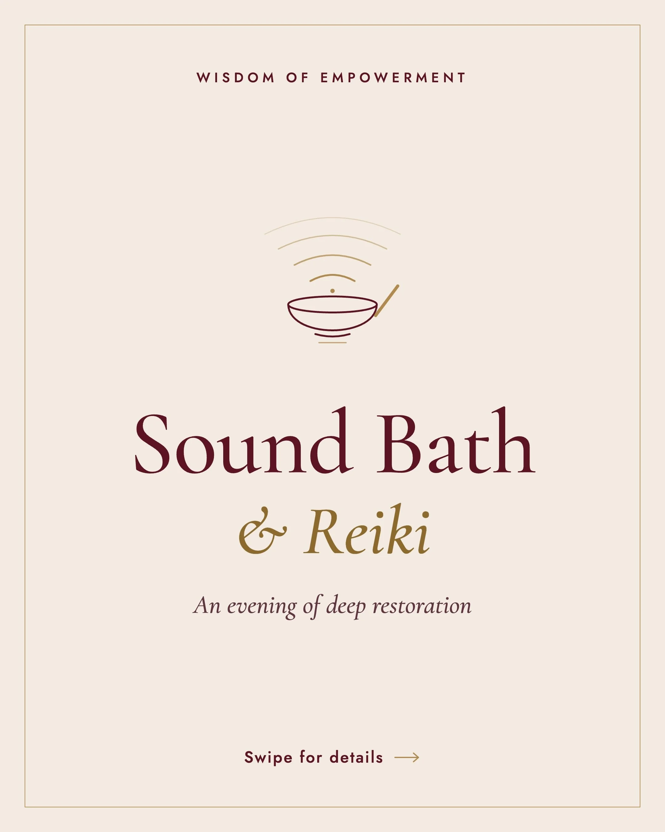 Sound Bath &amp; Reiki: An Evening of Deep Restoration

📅 Sunday 25th October | 5pm &ndash; 7pm 📍 Om Studio, Northampton

Close the week with two hours devoted entirely to you.
Settle into a beautifully prepared space, wrapped in soft blankets and 
