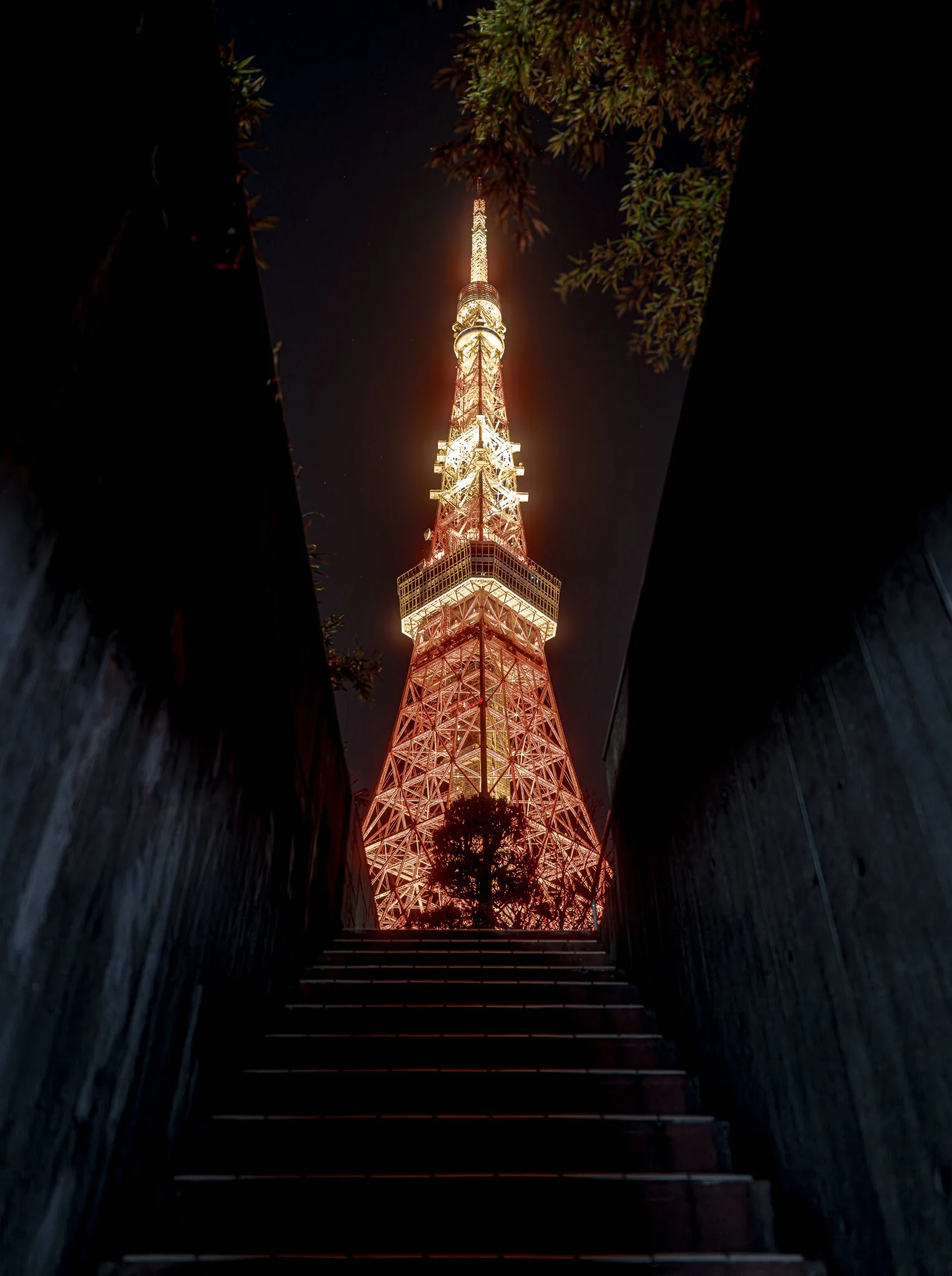Tokyo Tower from stairwell at night - vertical.jpg