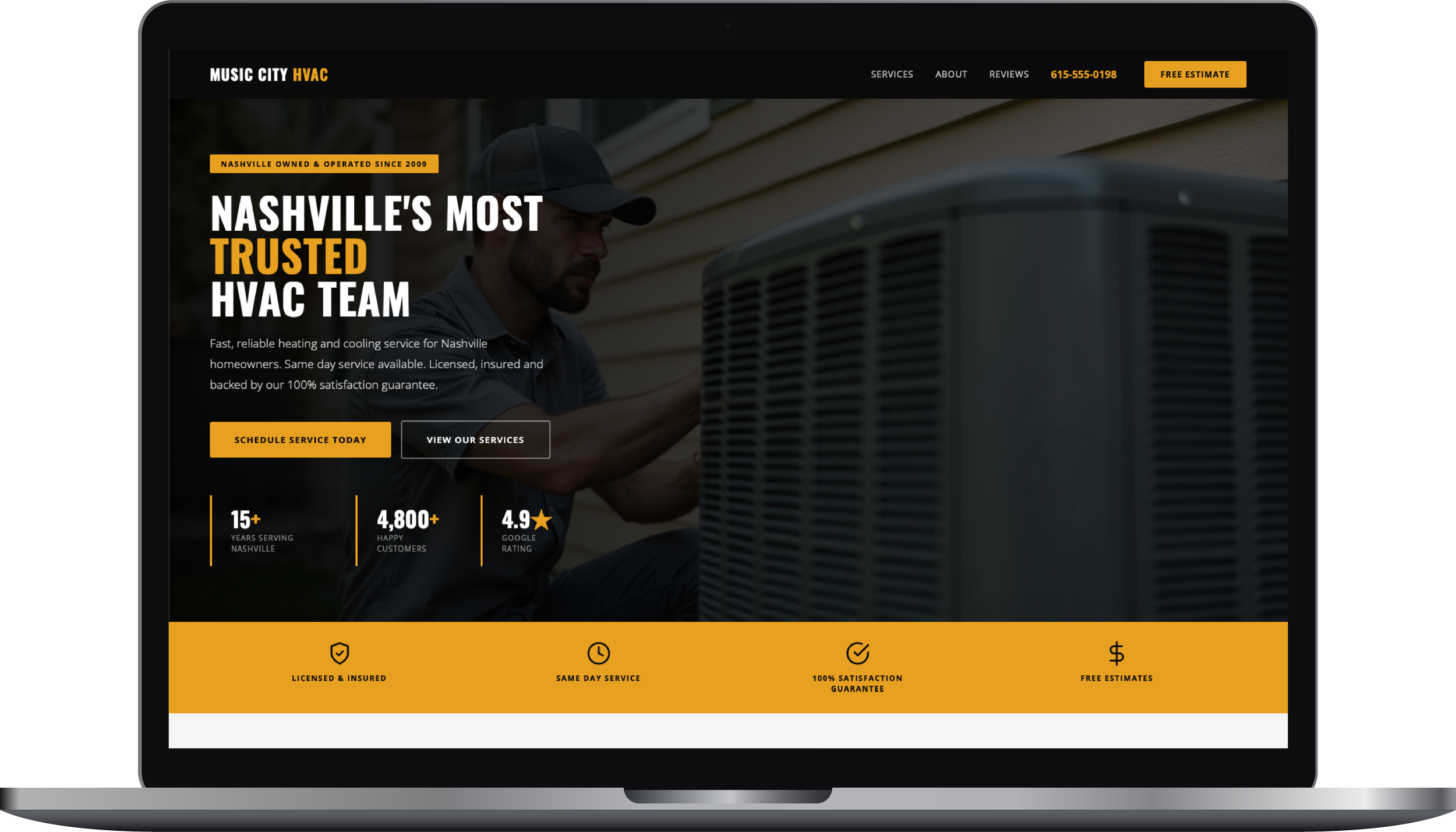 HVAC website design mock-up