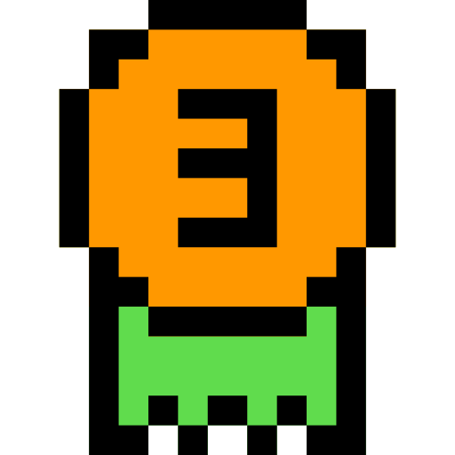 Pixel art illustration of a computer screen with a blue bar graph at the top, a ladder on the left, and a building on the right.