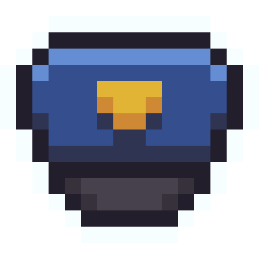 Pixel art of a blue police hat
