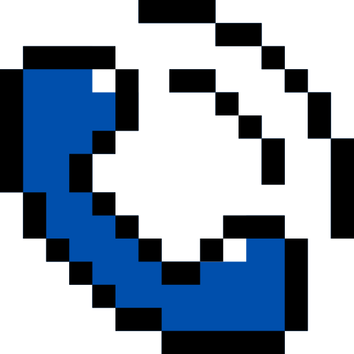 Phone ringing in pixelated style with blue and black colors.