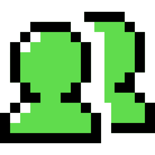 Pixelated green question mark on a black background.