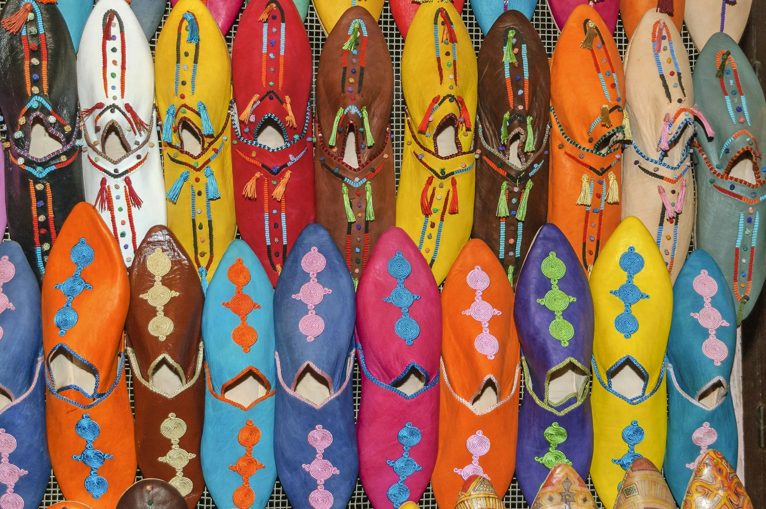 Leather slippers at the market