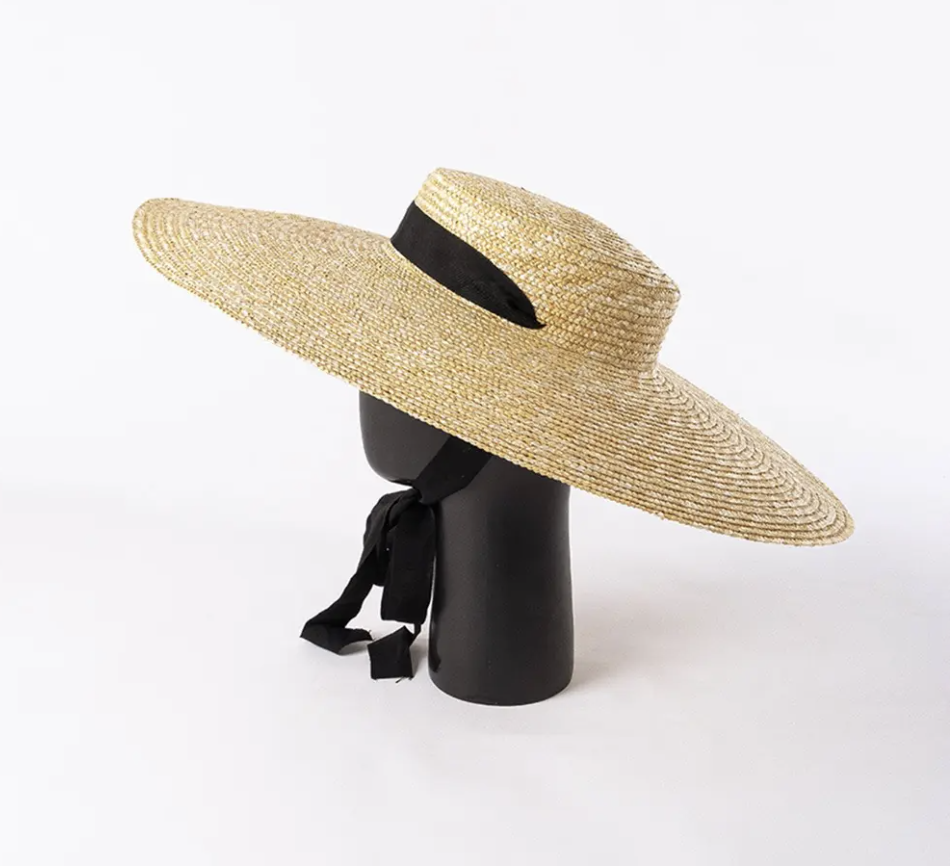 Large Brim Boater Ribbon Wheat Straw Hat Everwealth Global