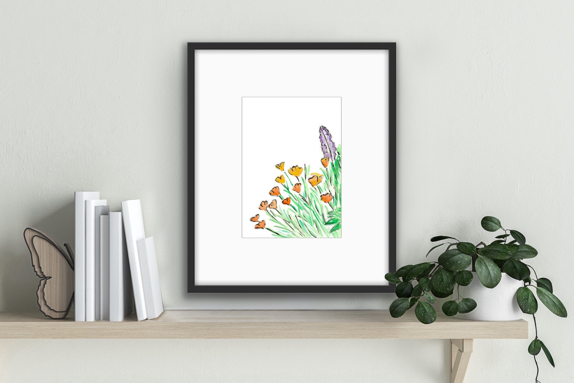 Salvia and California Poppy II