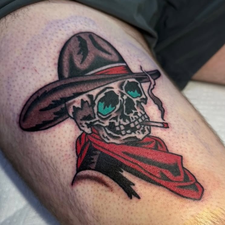 Cowboy skull done by @donnie_gnar