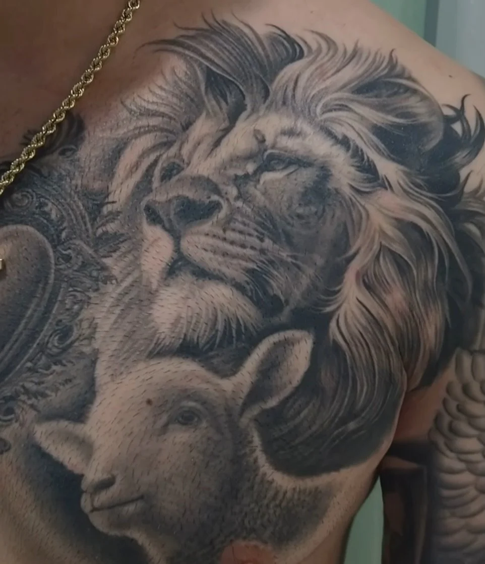 Lion and lamb done by @tat2terk