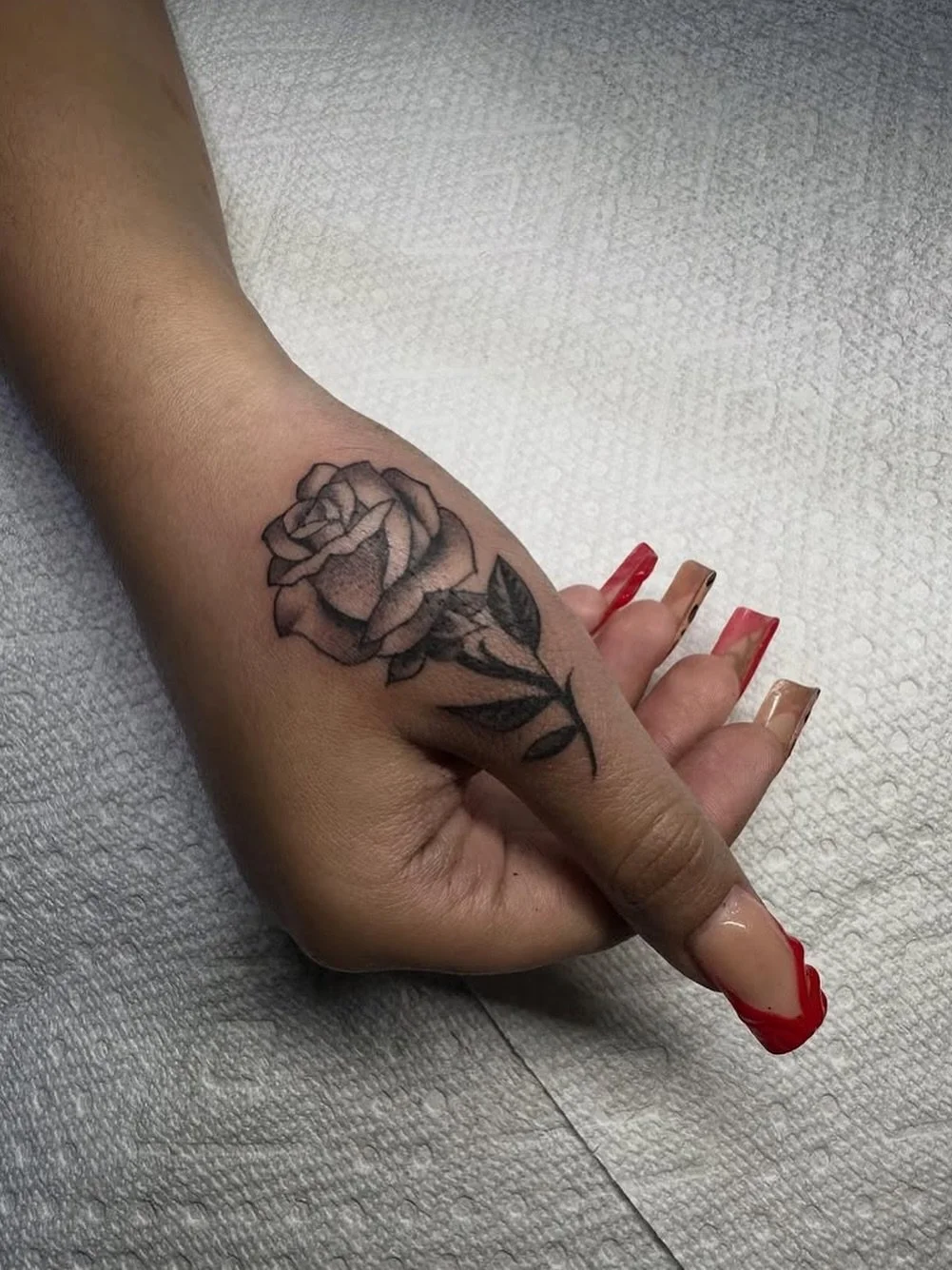 rose on the hand done by @donnie_gnar 🌹
.
.
Swing by the studio or direct message for your next hand tattoo