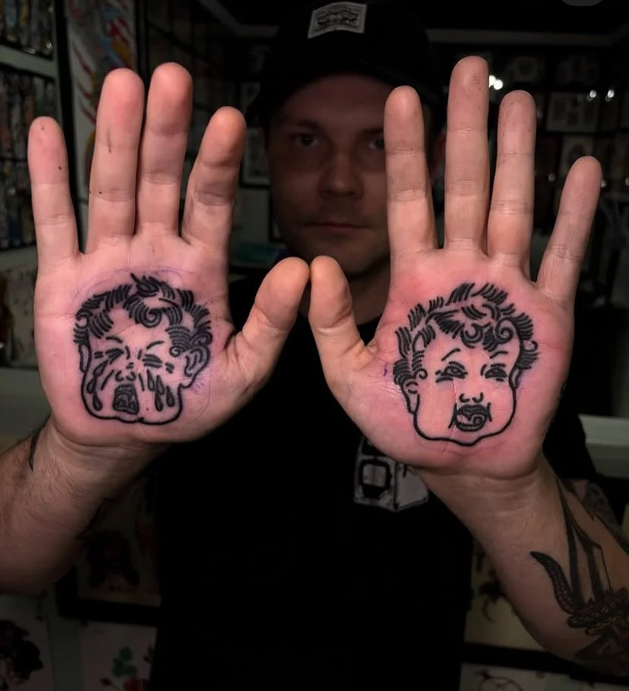 Palm tattoos done by @delitatts ⚡️