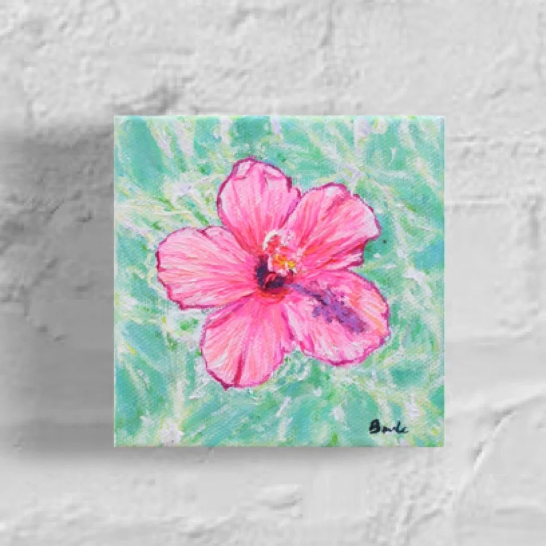 Pink Hibiscus 4" x 4"