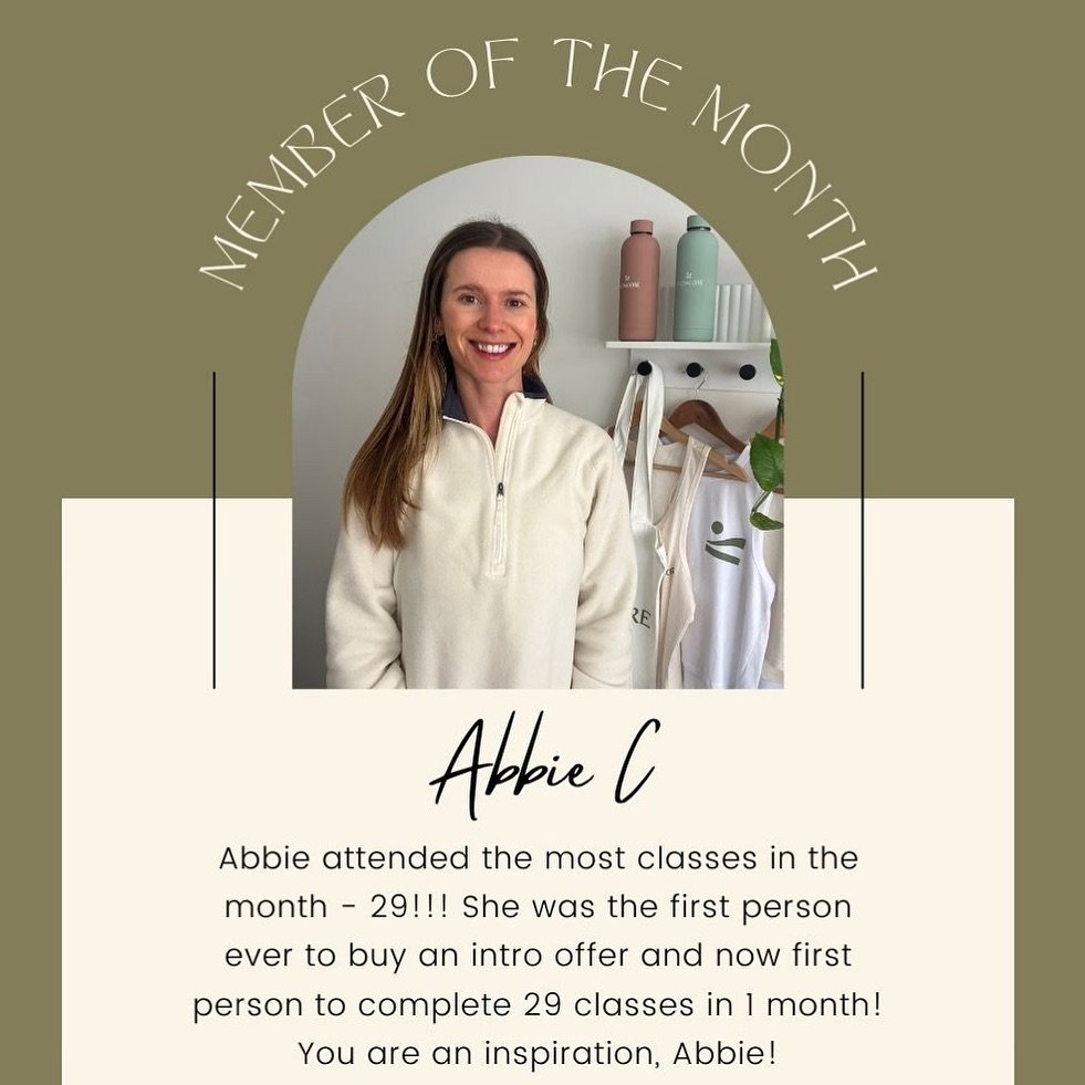 Member of the month goes to &hellip; Abbie!!! 🎉👏🏼⭐️

New record set with 29 classes in 1 month, she inspires us all! We absolutely love having you at the studio @abbieecd 🤍