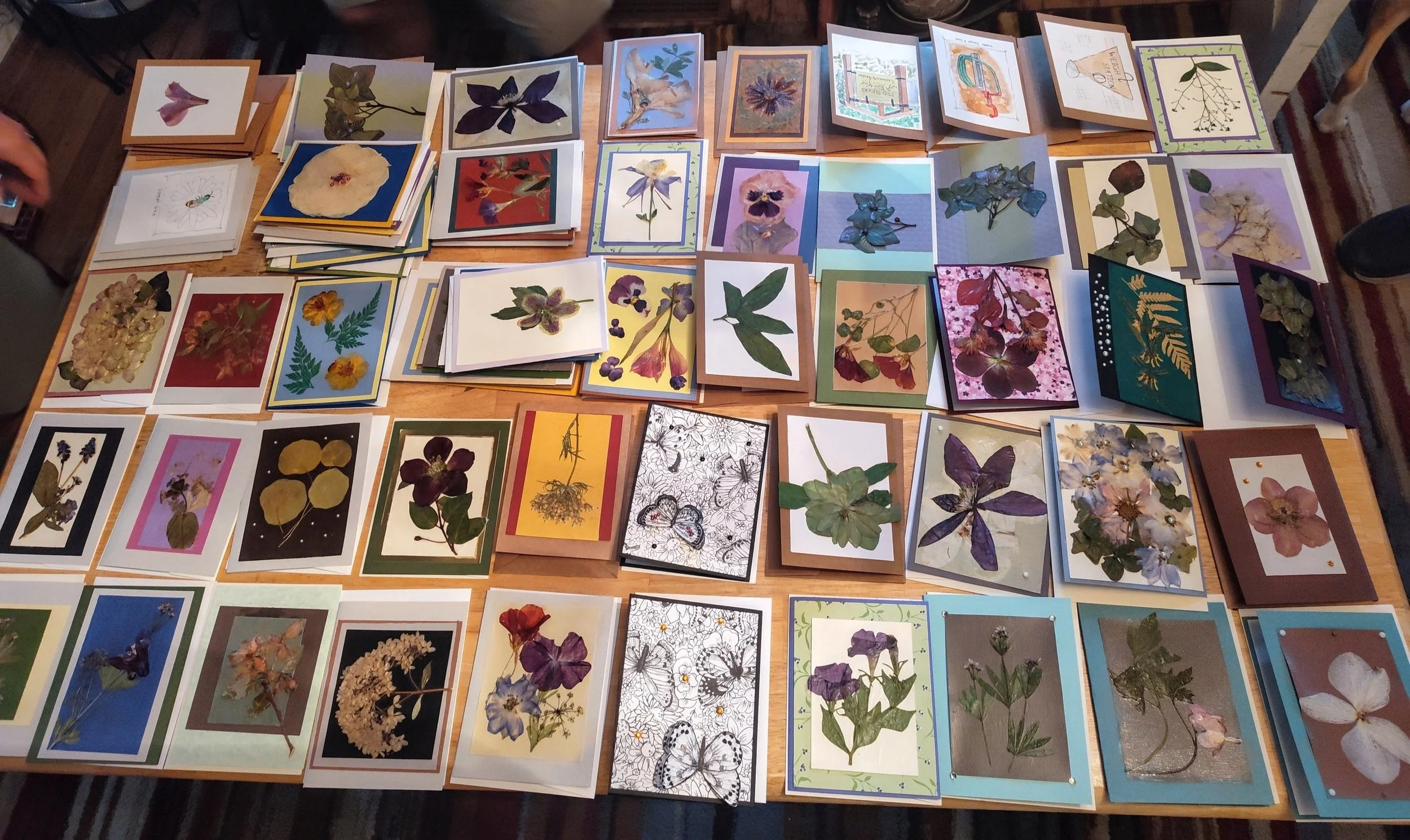 Results from our pressed flower cardmaking party